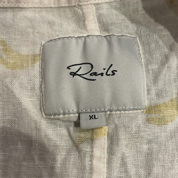 Rails Thea Banana Bunch Linen Rayon Button Tie Knot Top Shirt Size XL - Picture 12 of 14